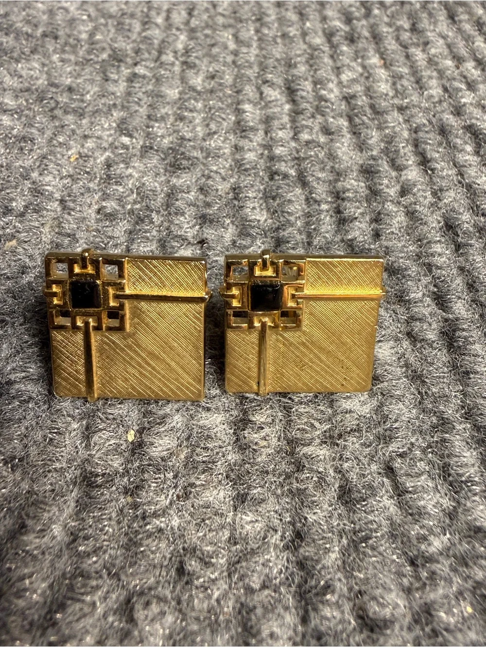 Vintage Swank Mid-Century Gold-Tone & Black Onyx Cufflinks
